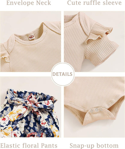 Infant Baby Girl Clothes Newborn Girl Outfit Long Sleeve Romper Pants Set Cute Baby Clothes for Girls Fall/Winter