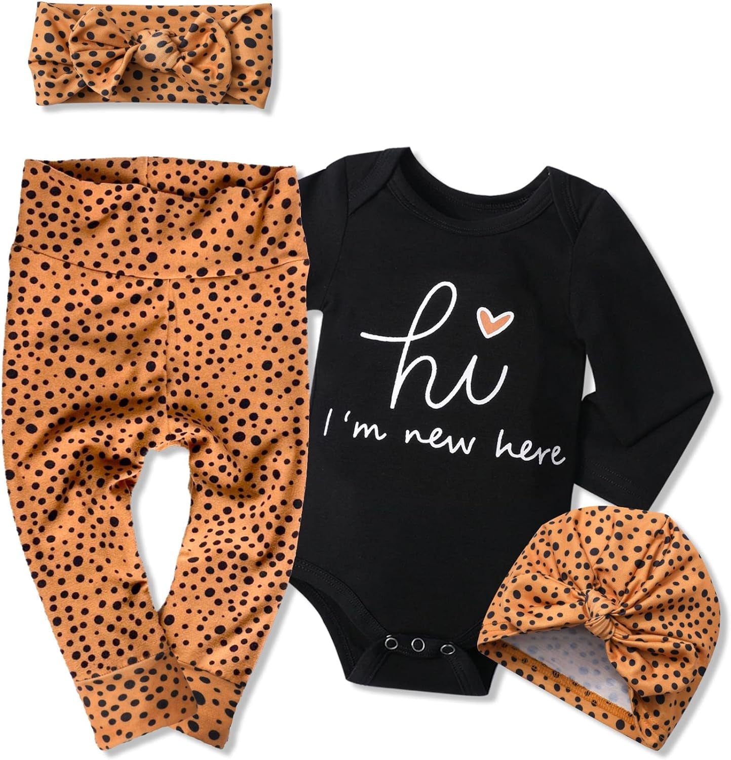 Newborn Baby Girl Clothes Im New Here Infant Newborn Outfit Cute Toddler Baby Girl Outfits 4PC Set